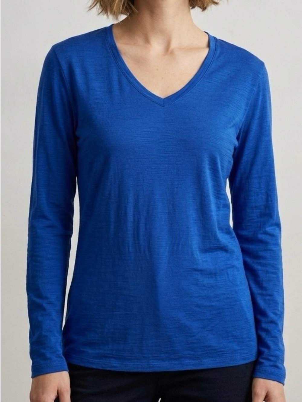 Seg'ments Merino Wool V-Neck Long Sleeve Shirt Royal Blue L Elevated Basics
